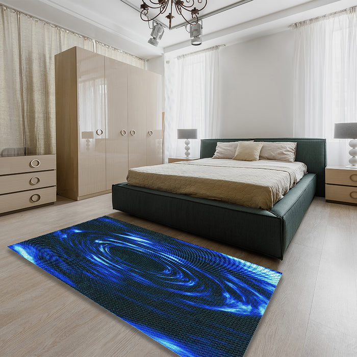 Patterned Blue Rug in a Bedroom, pat1022lblu