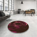 Round Patterned Red Brown Rug in a Office, pat1022org