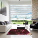 Square Patterned Red Brown Rug in a Living Room, pat1022org