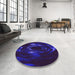 Round Patterned Amethyst Purple Rug in a Office, pat1022pur