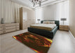 Patterned Dark Bronze Brown Rug in a Bedroom, pat1022yw