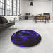 Round Machine Washable Transitional Purple Rug in a Office, wshpat1022