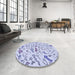 Round Patterned Lavender Blue Rug in a Office, pat1023blu