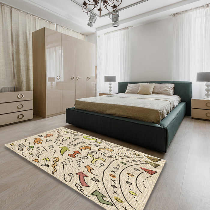 Patterned Vanilla Gold Rug in a Bedroom, pat1023brn