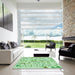 Square Patterned Mint Green Rug in a Living Room, pat1023grn