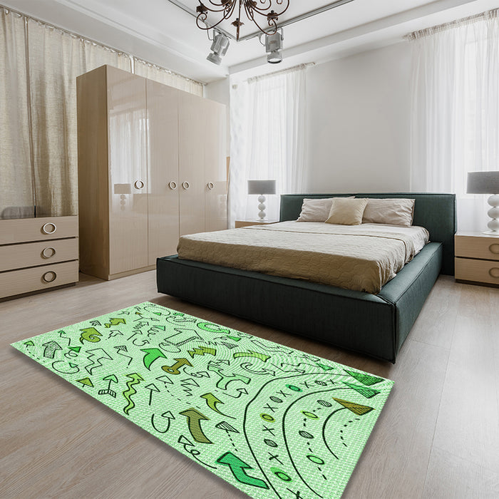 Patterned Mint Green Rug in a Bedroom, pat1023grn