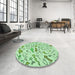 Round Patterned Mint Green Rug in a Office, pat1023grn