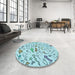 Round Patterned Electric Blue Rug in a Office, pat1023lblu