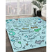 Patterned Electric Blue Rug in Family Room, pat1023lblu