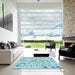 Square Patterned Electric Blue Rug in a Living Room, pat1023lblu