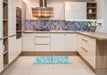 Patterned Electric Blue Rug in a Kitchen, pat1023lblu