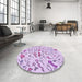 Machine Washable Transitional Lilac Purple Rug in a Washing Machine, wshpat1023pur