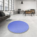 Round Patterned Sky Blue Rug in a Office, pat1024blu