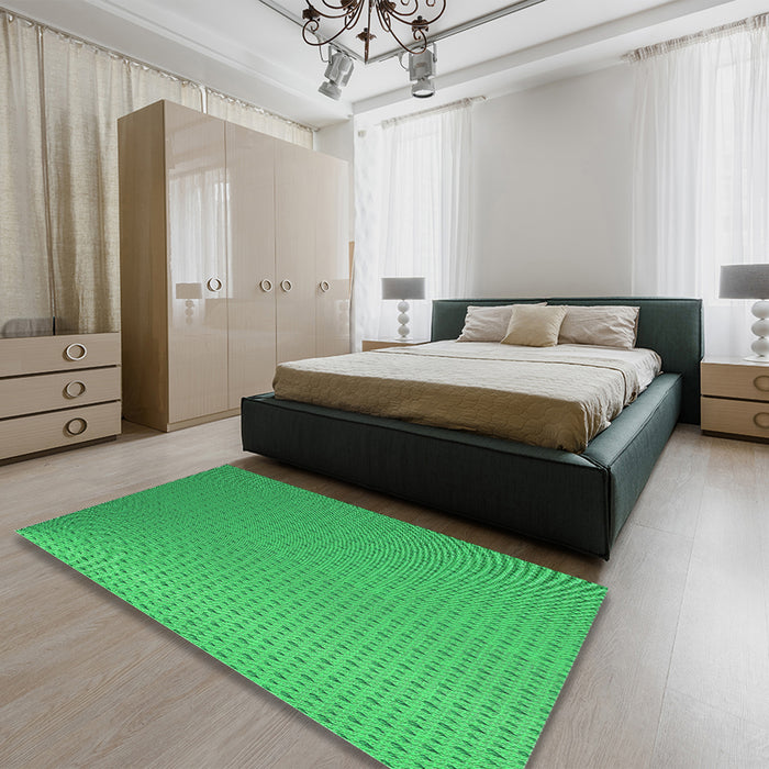 Round Machine Washable Transitional Neon Green Rug in a Office, wshpat1024grn
