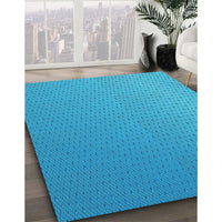 Patterned Deep Sky Blue Rug, pat1024lblu