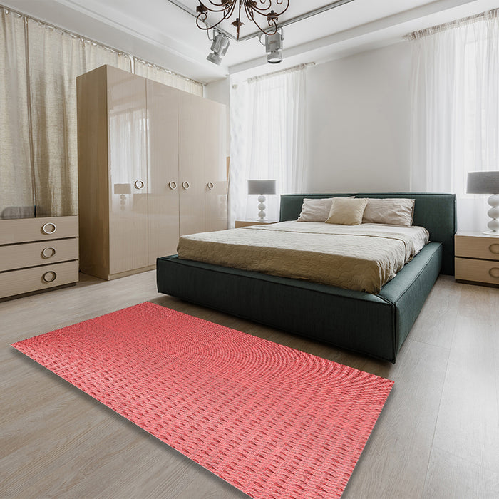 Round Machine Washable Transitional Red Rug in a Office, wshpat1024rd