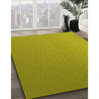 Patterned Dark Yellow Green Rug, pat1024yw