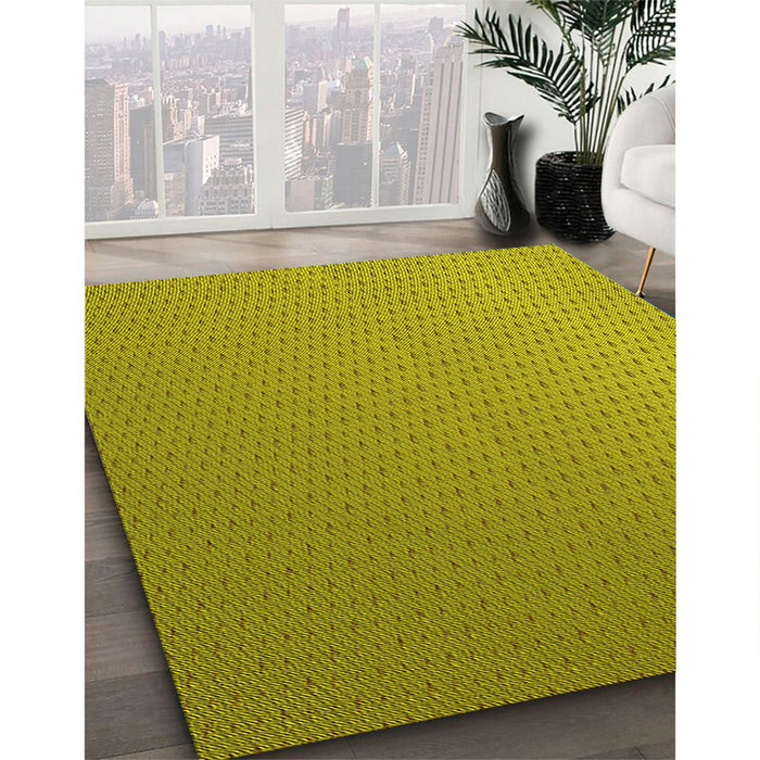 Patterned Dark Yellow Green Rug in Family Room, pat1024yw