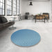 Round Machine Washable Transitional Crystal Blue Rug in a Office, wshpat1024