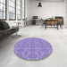 Round Patterned Purple Mimosa Purple Rug in a Office, pat1025blu