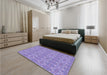 Patterned Purple Mimosa Purple Rug in a Bedroom, pat1025blu