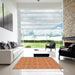 Square Patterned Orange Rug in a Living Room, pat1025brn