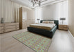 Patterned Dark Gold Brown Rug in a Bedroom, pat1025lblu