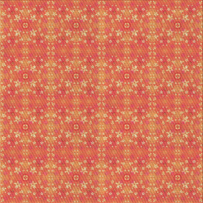 Round Patterned Orange Rug, pat1025org