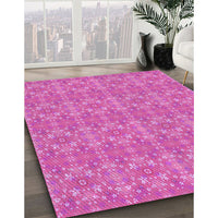 Patterned Deep Pink Rug, pat1025pur