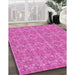 Patterned Deep Pink Rug in Family Room, pat1025pur