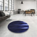 Round Patterned Night Blue Rug in a Office, pat1026blu