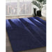 Patterned Night Blue Rug in Family Room, pat1026blu