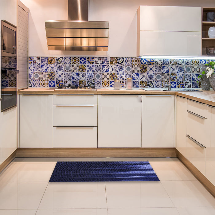 Patterned Night Blue Rug in a Kitchen, pat1026blu