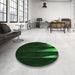 Round Patterned Green Rug in a Office, pat1026grn