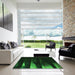 Square Patterned Green Rug in a Living Room, pat1026grn