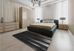 Patterned Black Rug in a Bedroom, pat1026gry