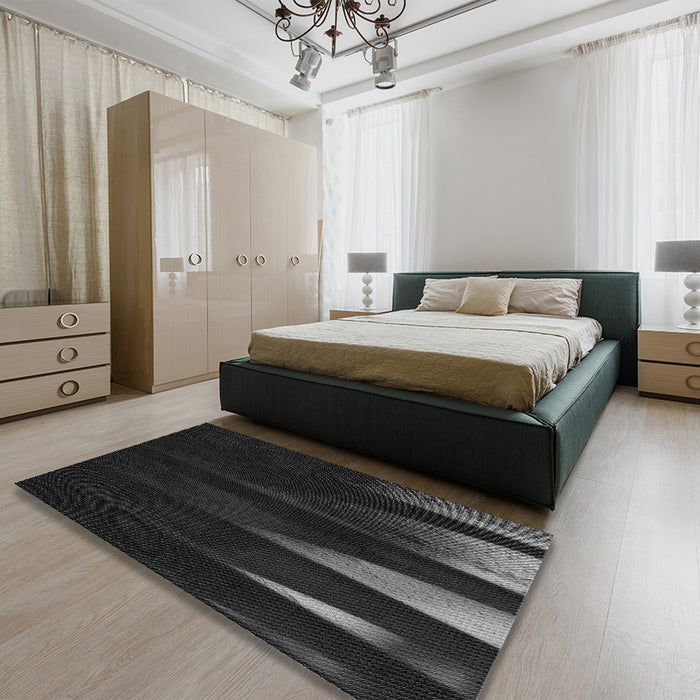 Patterned Black Rug in a Bedroom, pat1026gry
