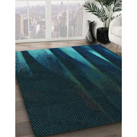 Patterned Teal Green Rug, pat1026lblu