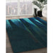 Machine Washable Transitional Teal Green Rug in a Family Room, wshpat1026lblu