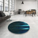 Round Patterned Teal Green Rug in a Office, pat1026lblu