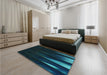 Patterned Teal Green Rug in a Bedroom, pat1026lblu