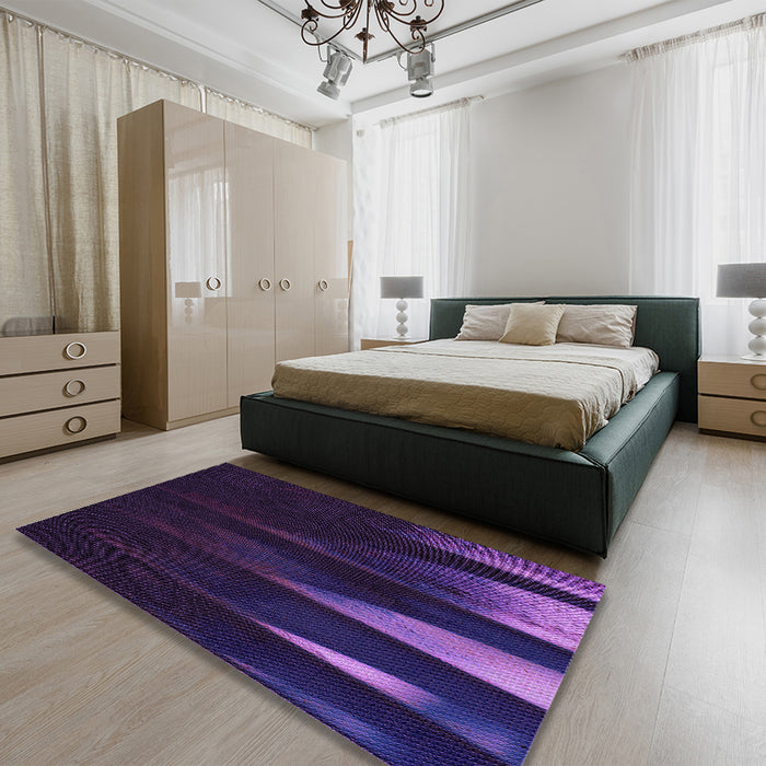 Patterned Deep Purple Rug in a Bedroom, pat1026pur