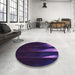 Round Patterned Deep Purple Rug in a Office, pat1026pur