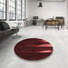 Round Patterned Dark Scarlet Red Rug in a Office, pat1026rd