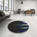 Round Patterned Black Novelty Rug in a Office, pat1026