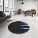 Round Machine Washable Transitional Black Rug in a Office, wshpat1026