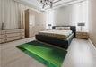 Patterned Dark Forest Green Rug in a Bedroom, pat1027grn