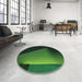 Round Patterned Dark Forest Green Rug in a Office, pat1027grn