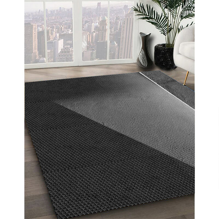 Machine Washable Transitional Charcoal Black Rug in a Family Room, wshpat1027gry