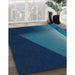 Patterned Blue Ivy Blue Rug in Family Room, pat1027lblu